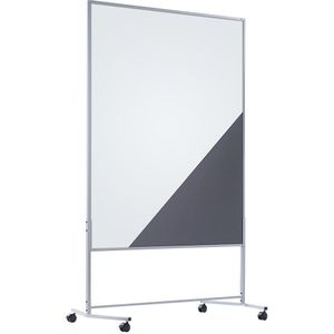 eurokraft basic Presentatiewand, mobiel, textielbekleding / whiteboard, b x h = 1200 x 1500 mm, grijs