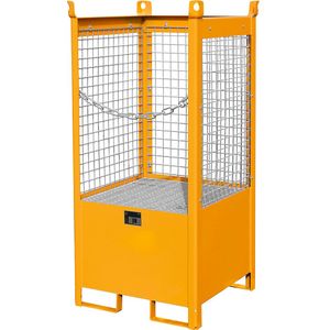eurokraft pro Magazijn- en transportpallet met opvangbak, 3 gaaswanden, voor 1 vat van 200 l, oranje