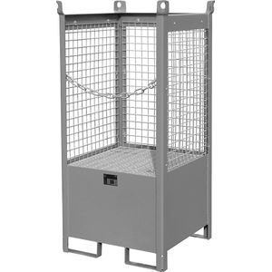 eurokraft pro Magazijn- en transportpallet met opvangbak, 3 gaaswanden, voor 1 vat van 200 l, grijs
