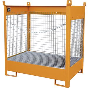 eurokraft pro Magazijn- en transportpallet met opvangbak, 3 gaaswanden, voor 2 vaten van 200 l, oranje
