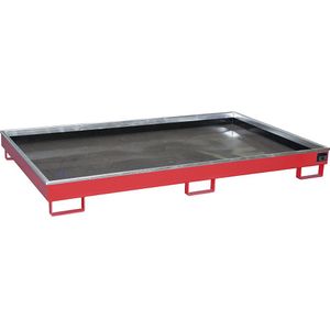 eurokraft pro Bodemopvangbak voor stellingen met PE-inzet, opvangvolume 240 l, l x b x h = 2165 x 1315 x 230 mm, rood