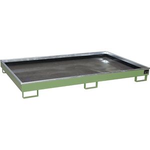 eurokraft pro Bodemopvangbak voor stellingen met PE-inzet, opvangvolume 240 l, l x b x h = 2165 x 1315 x 230 mm, groen