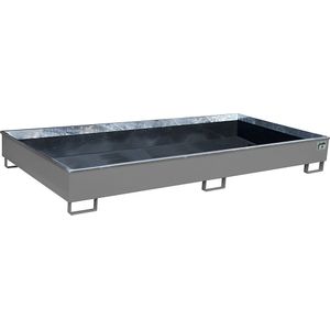 eurokraft pro Bodemopvangbak voor stellingen met PE-inzet, opvangvolume 540 l, l x b x h = 2665 x 1315 x 305 mm, grijs, vanaf 3 stuks