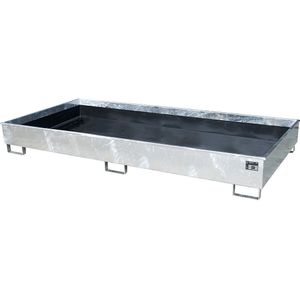 eurokraft pro Bodemopvangbak voor stellingen met PE-inzet, opvangvolume 540 l, l x b x h = 2665 x 1315 x 305 mm, verzinkt