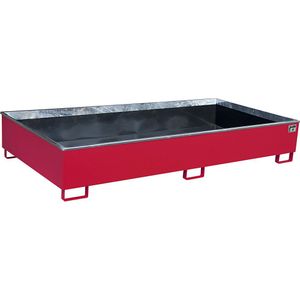 eurokraft pro Bodemopvangbak voor stellingen met PE-inzet, opvangvolume 1000 l, l x b x h = 2665 x 1315 x 440 mm, rood, vanaf 3 stuks