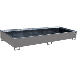 eurokraft pro Bodemopvangbak voor stellingen met PE-inzet, opvangvolume 1000 l, l x b x h = 3265 x 1315 x 385 mm, grijs, vanaf 3 stuks