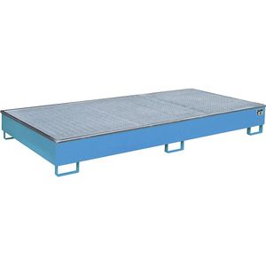 eurokraft pro Bodemopvangbak voor stellingen met PE-inzet, met rooster, 540 l, l x b x h = 2665 x 1315 x 305 mm, blauw