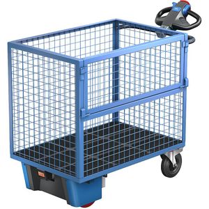 eurokraft pro Bakwagen met elektrische aandrijving, wanden van draadgaas, zonder deksel, l x b x h = 1420 x 720 x 1200 mm