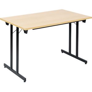 Inklapbare tafel F25, b x d = 1200 x 700 mm, werkblad beukenhoutdecor, frame zwart