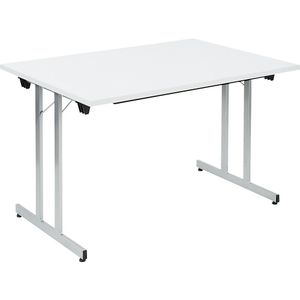 Inklapbare tafel F25, b x d = 1200 x 800 mm, werkblad lichtgrijs, frame blank aluminiumkleurig