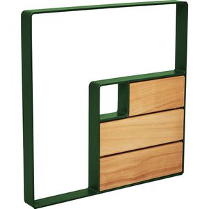 PROCITY Fiets-aanleunbeugel KUBE, staal en hout, mosgroen, hout licht