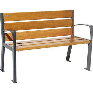 PROCITY Houten zitbank SILAOS® met rugleuning, hoogte 866 mm, lengte 1200 mm, antracietgrijs, eikendecor licht