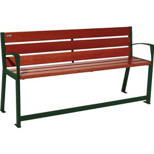 PROCITY Zitbank SILAOS® van hout, met rugleuning, voor senioren, lengte 1800 mm, mosgroen, mahonie