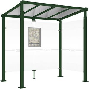 PROCITY Wachthokje MILANO, met 1 zijpaneel, breedte 2520 mm, mosgroen