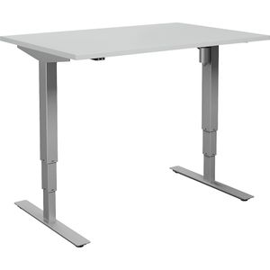 Bureau Atlanta, elektrisch in hoogte verstelbaar, recht, b x d = 1400 x 800 mm, lichtgrijs/zilver