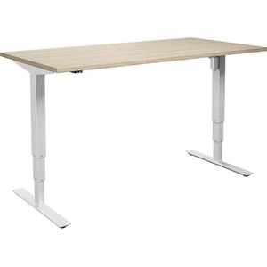 Bureau Atlanta, elektrisch in hoogte verstelbaar, recht, b x d = 1600 x 800 mm, eikenhout/wit