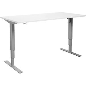 Bureau Atlanta, elektrisch in hoogte verstelbaar, recht, b x d = 1600 x 800 mm, wit/zilver