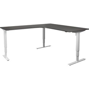 Hoekbureau Atlanta, elektrisch in hoogte verstelbaar, links, b x d = 1800 x 2000 mm, donkergrijs/wit