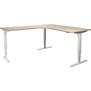 Bureau Atlanta, elektrisch in hoogte verstelbaar, L-vorm, b x d = 1800 x 2000 mm, eikenhout/wit, links