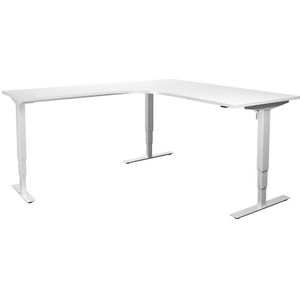 Bureau Atlanta, elektrisch in hoogte verstelbaar, L-vorm, b x d = 1800 x 2000 mm, wit/wit, links