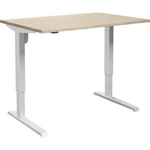 eurokraft basic Bureau Venla, elektrisch in hoogte verstelbaar, recht, b x d = 1400 x 800 mm, eikenhout/wit