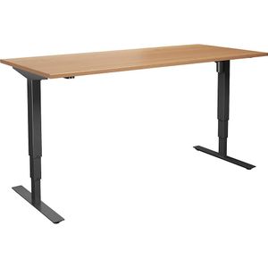 Bureau Atlanta, elektrisch in hoogte verstelbaar, recht, b x d = 1800 x 800 mm, beukenhout/zwart