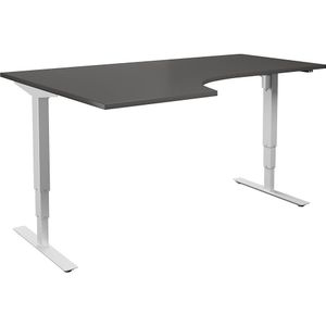 Bureau Atlanta, elektrisch in hoogte verstelbaar, hoek, b x d = 1800 x 1200 mm, donkergrijs/wit, links