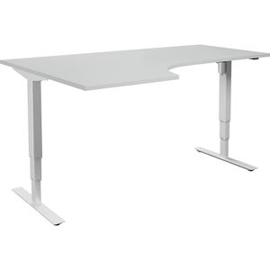 Bureau Atlanta, elektrisch in hoogte verstelbaar, hoek, b x d = 1800 x 1200 mm, lichtgrijs/wit, links