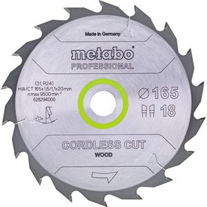 Metabo Cirkelzaagblad Cordless Cut Wood - Professional | 165 x 1.6 x 20 mm | Z36 WZ 15° - 628295000