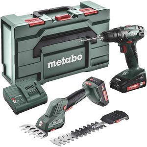 Metabo Combo Set BS 18 accuboormachine en SGS 18 LTX Q buxus- en grasschaar, 18 Volt, 2X2AH Li-Ion -