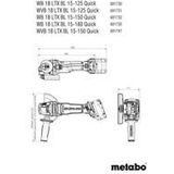 Metabo Accu-haakse slijper WB 18 LTX BL 15-180 Quick (spanning 18 V, met rem, snelspanmoer, schijfdiameter 18 mm) 601735840