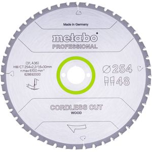 Metabo Accessoires Zaagblad "cordless cut wood - professional", 254x30 Z48 WZ 5°neg - 628692000