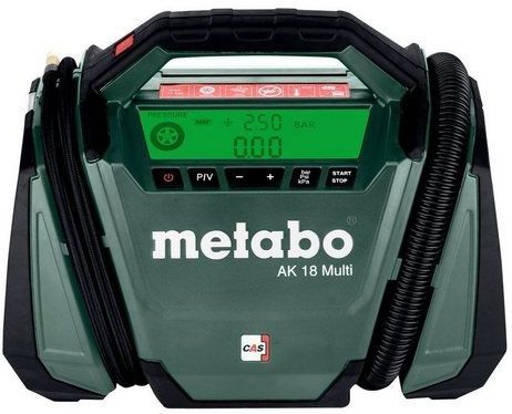 Metabo AK18 - 18 Volt MULTI ACCU-COMPRESSOR voor auto en fietsbanden druk in bar psi en kPa voor CAS accusysteem