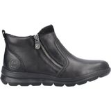 Rieker - Dames Schoenen - Zwart - Leer - Enkellaarsjes met Zijritsen