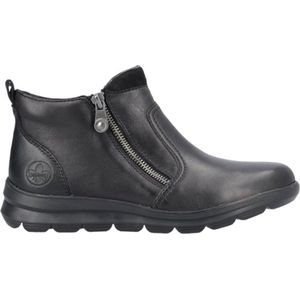 Rieker - Dames Schoenen - Zwart - Leer - Enkellaarsjes met Zijritsen