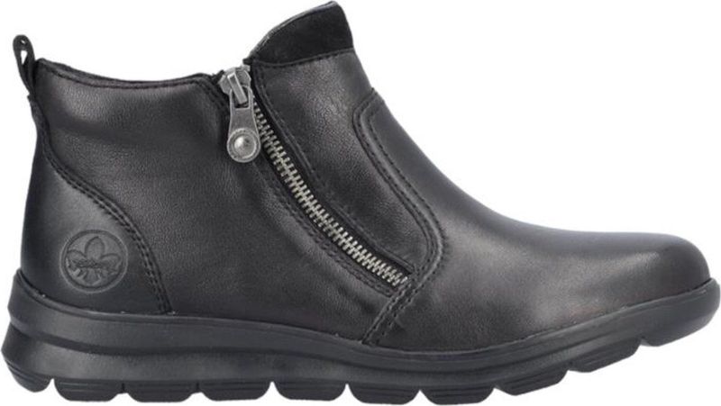 Rieker - Dames Schoenen - Zwart - Leer - Enkellaarsjes met Zijritsen