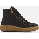 Rieker - Dames Veterboot - Zwart - Imitatieleer - Uitneembaar Voetbed