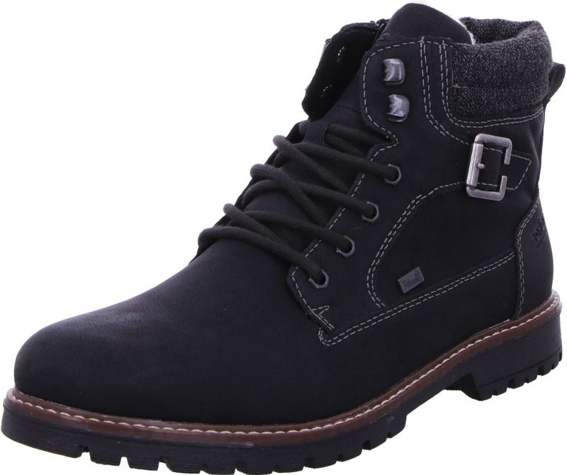 Rieker - Veterboot - Zwart - Imitatieleer - Lamswollen Voering