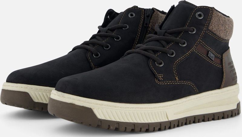 Rieker - Veterboot - Imitatieleer - Grijze Enkelkraag - Rubber Zool