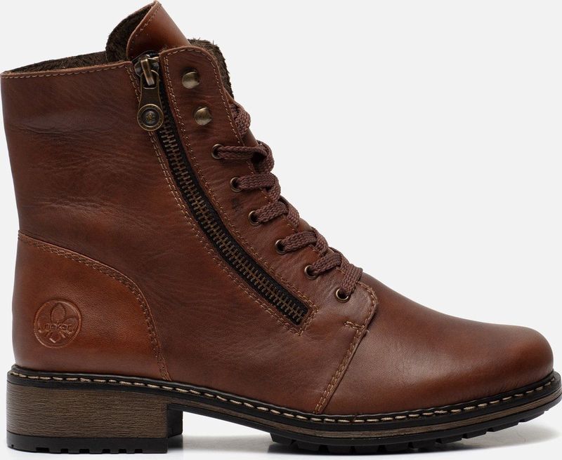 Rieker - Veterschoenen Hoog - Cognac - Leer