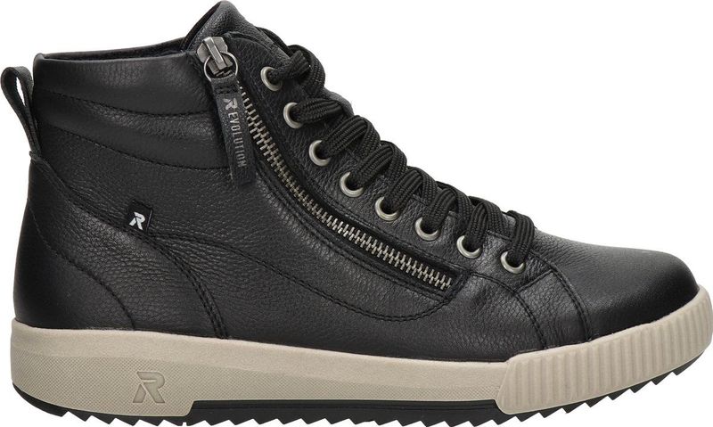 Rieker - Dames Veterboot - Nubuckleer - Zwart - Met Rits