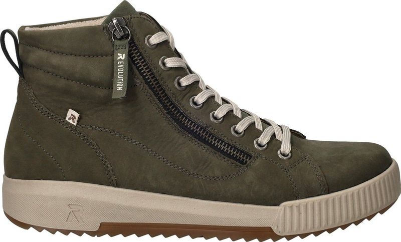 Rieker - Veterboot - Kaki - Nubuckleer - EvolutionSoft- Voetbed