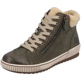 Remonte - Winterlaarzen - Veterboots - Kaki - Imitatiebont, Vetersluiting, Ritssluiting, Plateaudikte 2,5 cm