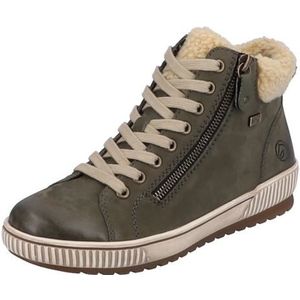 Remonte - Winterlaarzen - Veterboots - Kaki - Imitatiebont, Vetersluiting, Ritssluiting, Plateaudikte 2,5 cm