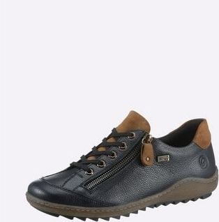 Casual - Donkerblauw/Bruin - Vrijetijdsschoen - TEX-uitvoering - Vetersluiting