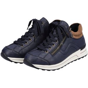 Rieker - Veterboots - Blauw - Imitatieleer - Ritssluiting