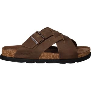 Rieker - Slippers - Bruin - Leer - Verstelbare Gesp