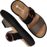 Remonte - Dames Schoenen - Zwart - Leer - Slippers met Klittenbandsluitingen