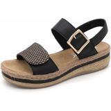 Rieker - Dames Sandaal - Zwart Multi - Imitatieleer - Antistress Voetbed