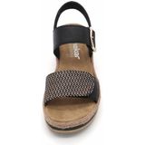 Rieker - Dames Sandaal - Zwart Multi - Imitatieleer - Antistress Voetbed